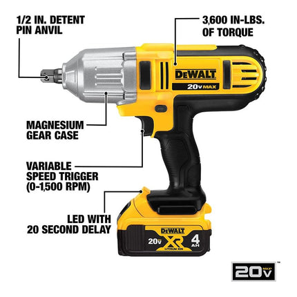 DEWALT20-volt MAX Lithium Ion 1/2-Inch High Torque Impact Wrench - Refurbished with Dewalt Warranty - DCF889M2