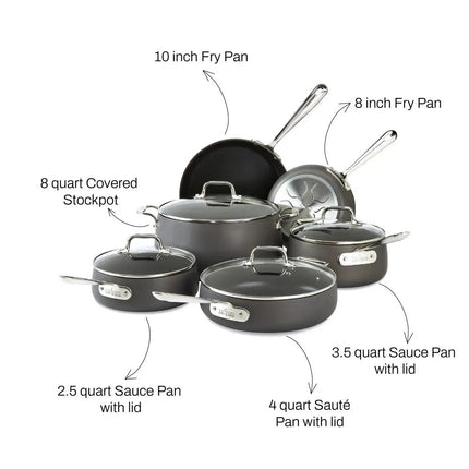 ALL CLAD E113SC64 HA1 Hard Anodized Nonstick Cookware 10PC Set