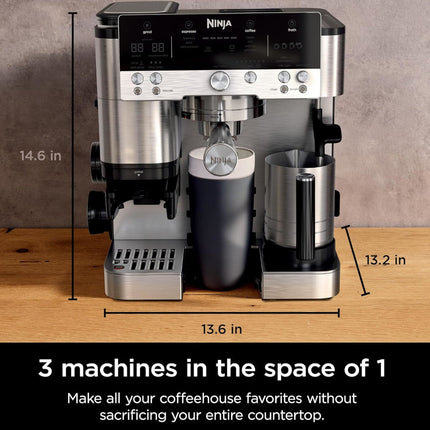 NINJA ES601C Espresso Luxe Premier Series Drip Coffee Maker and Rapid Cold Brew - Factory serviced with Home Essentials warranty