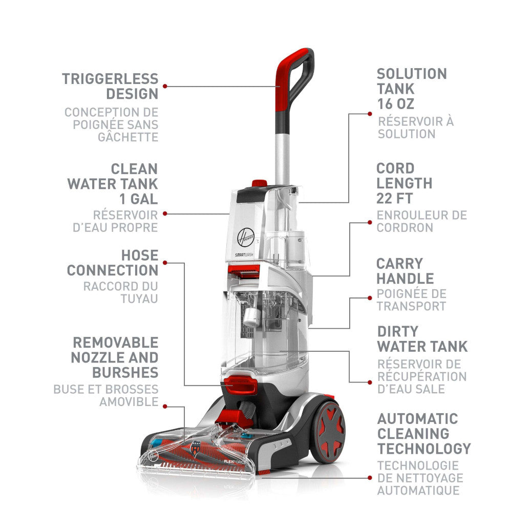HOOVER FH52005CDI SmartWash Expert Automatic Upright Carpet Deep Cleaner - Factory serviced with Home Essentials Warranty