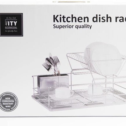 ITY 2 Tier Dish Rack with Chrome Tray - G3386