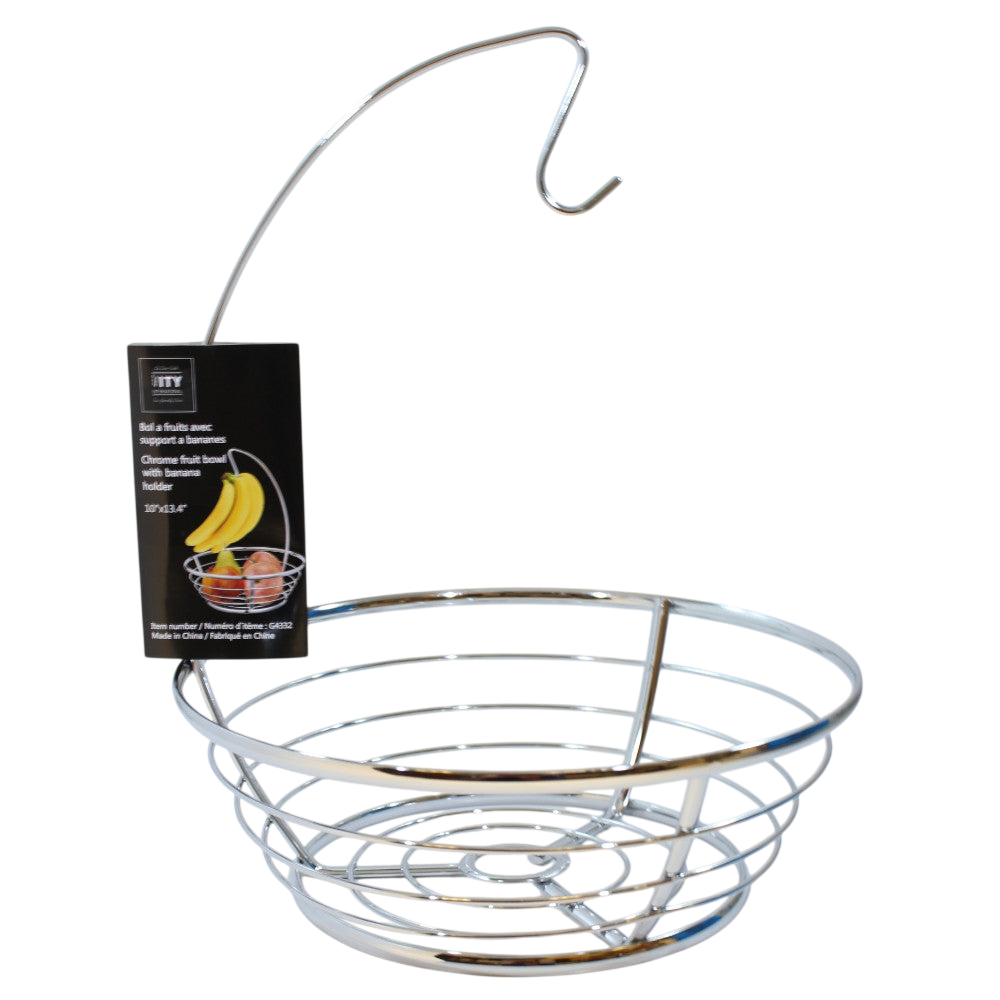 ITY Chrome Fruit Bowl with Banana holder - G4332