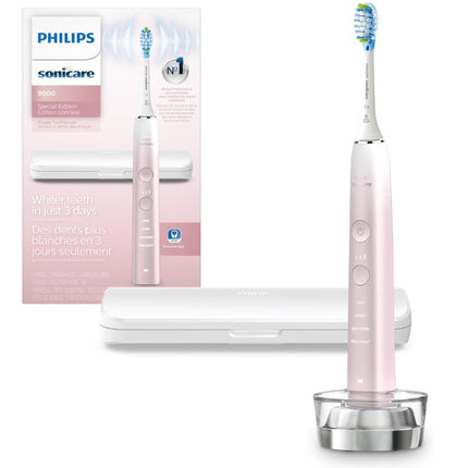 PHILIPS SONICARE HX9911/90 Diamond clean 9000 Special Edition Rechargeable Toothbrush, White/pink