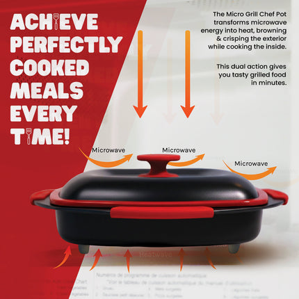 Micro Grill Chef Pot™ Microwave Cooking Pot – Versatile Microwave Food Cooker with Lid – Microwave Safe Steamer & Soup Pot – BPA-Free, Dishwasher Safe, Ideal for Fast Meals & Healthy Cooking