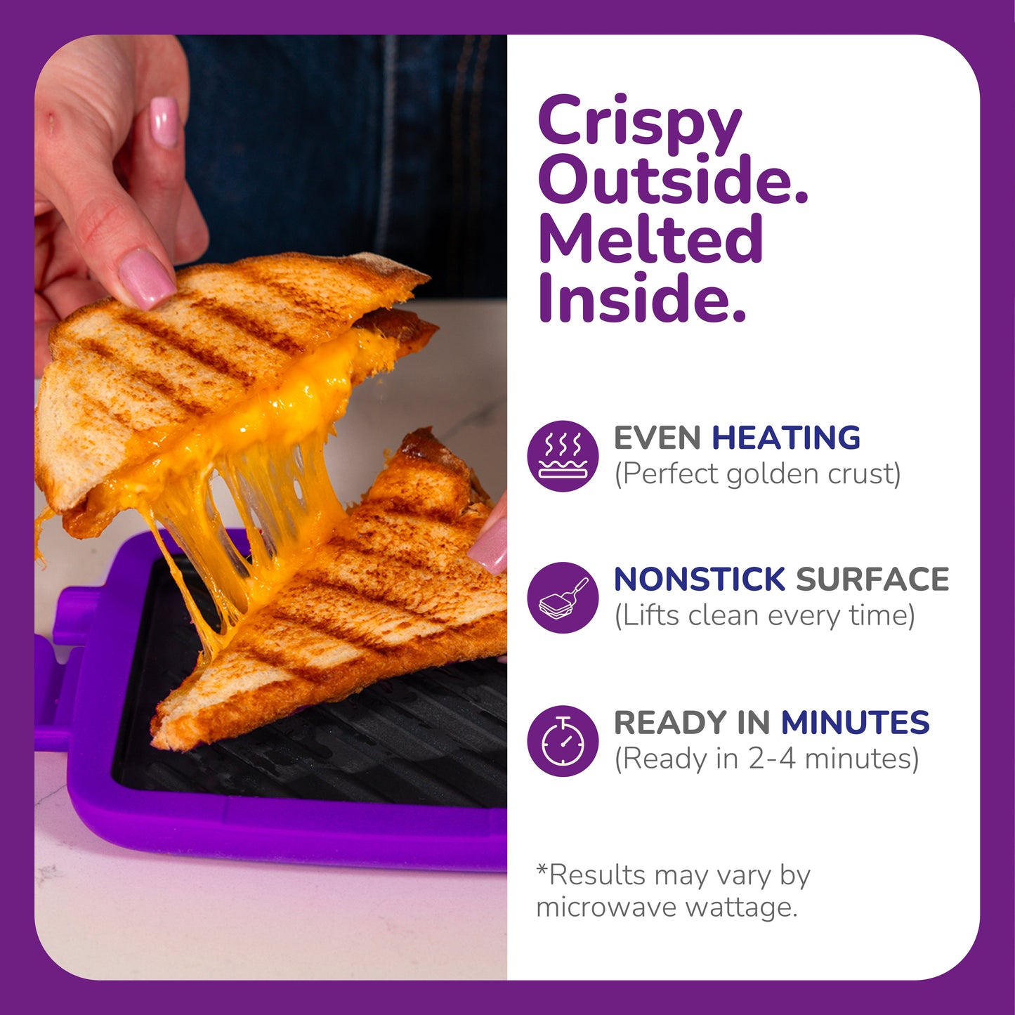 Micro Grill Classic™ Toastie Maker, Microwave Grill, Sandwich Toaster, 3 Minute Grilled Cheese, Crispy, Panini Press, Dishwasher Safe, Office, Home, Travel & School Dorms