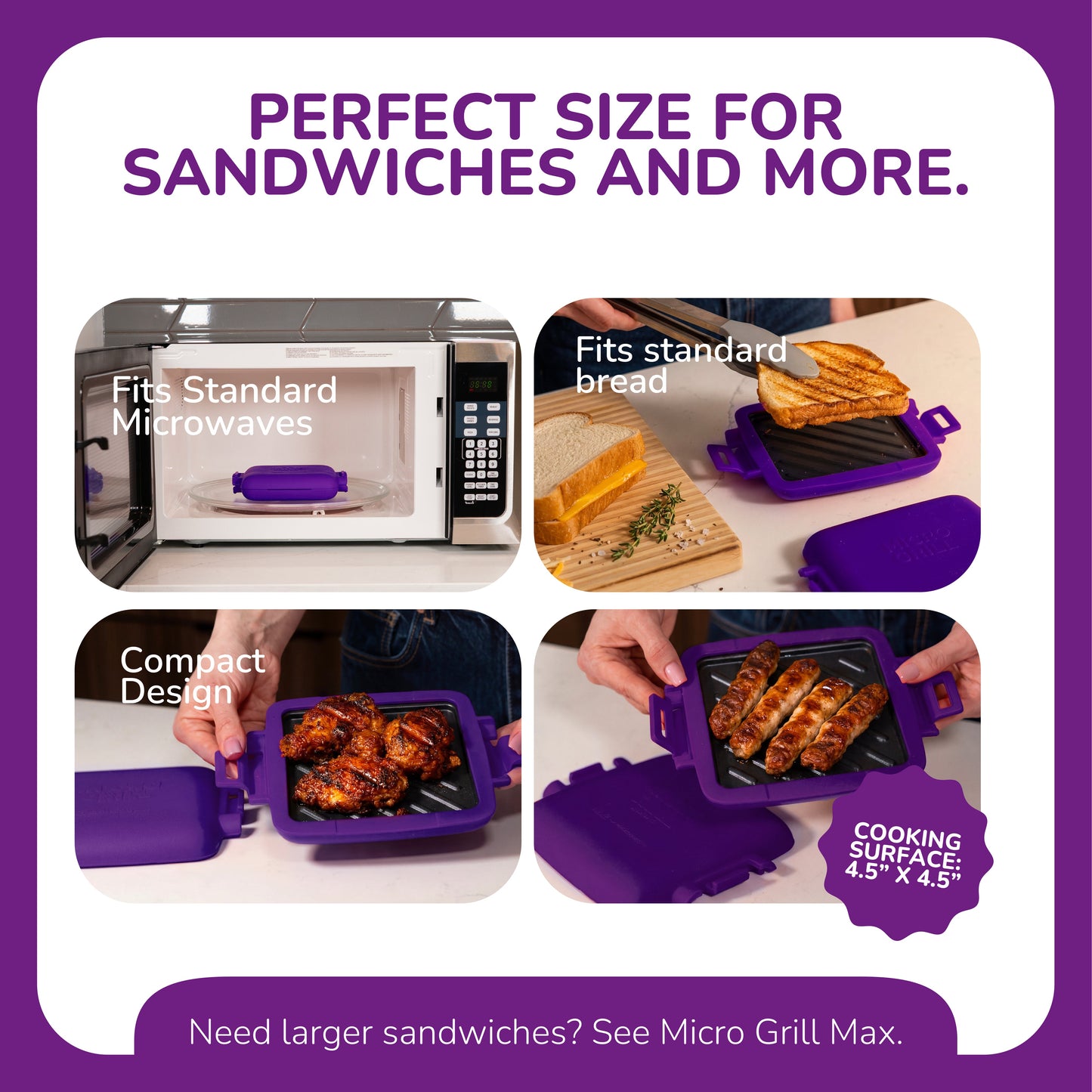 Micro Grill Classic™ Toastie Maker, Microwave Grill, Sandwich Toaster, 3 Minute Grilled Cheese, Crispy, Panini Press, Dishwasher Safe, Office, Home, Travel & School Dorms