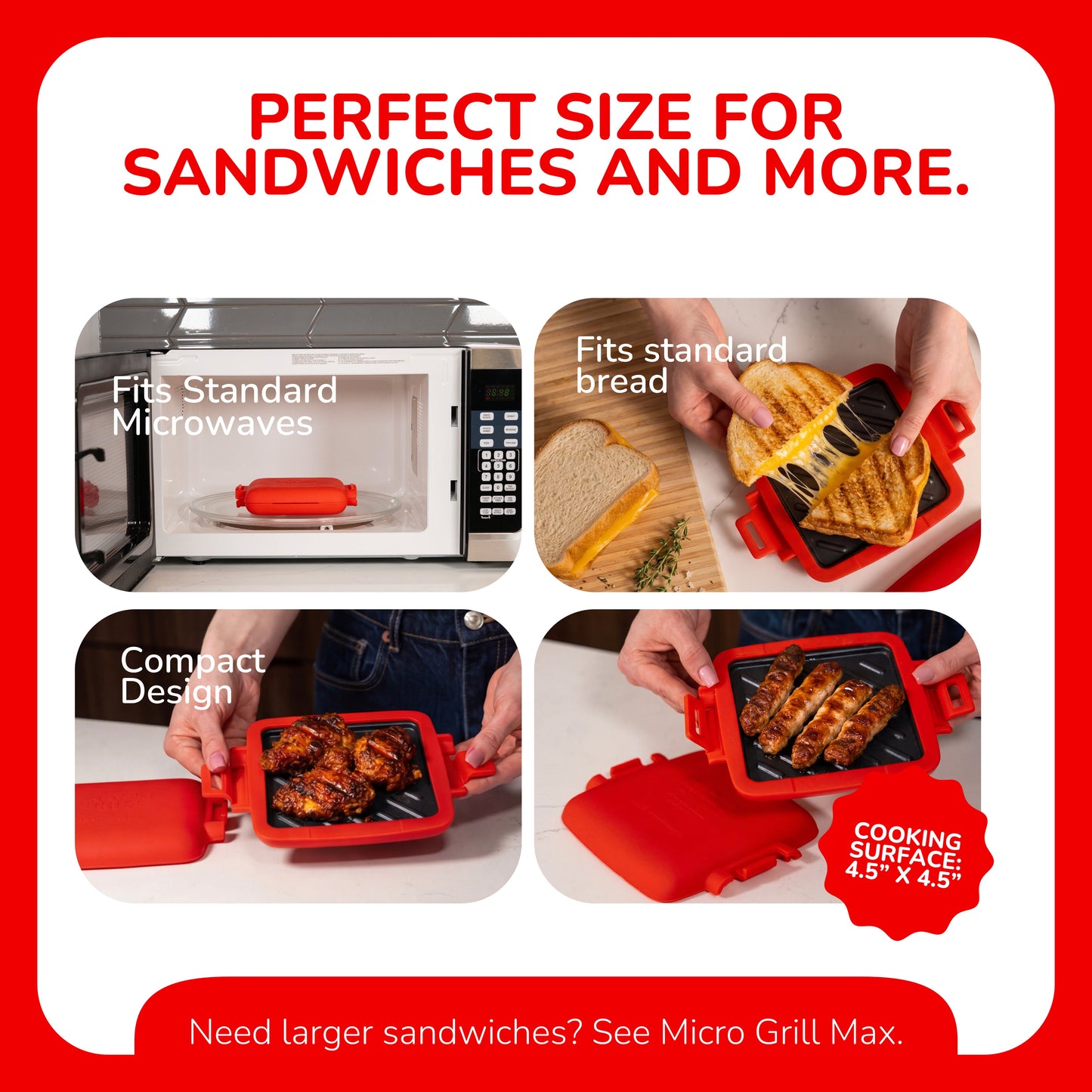 Micro Grill Classic™ Toastie Maker, Microwave Grill, Sandwich Toaster, 3 Minute Grilled Cheese, Crispy, Panini Press, Dishwasher Safe, Office, Home, Travel & School Dorms