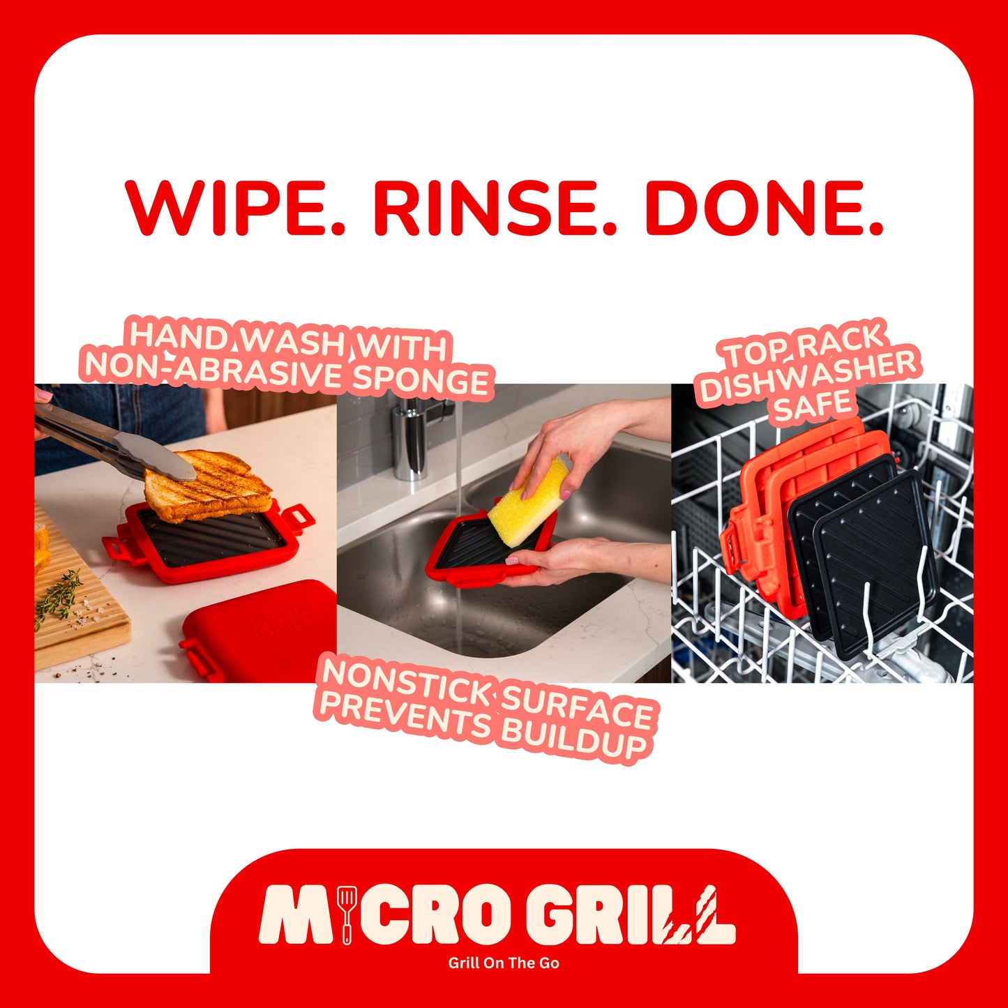 Micro Grill Classic™ Toastie Maker, Microwave Grill, Sandwich Toaster, 3 Minute Grilled Cheese, Crispy, Panini Press, Dishwasher Safe, Office, Home, Travel & School Dorms