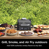 NINJA OG701 Woodfire Outdoor Grill, 7-in-1 Master Grill, BBQ Smoker - Factory serviced with Home Essentials warranty