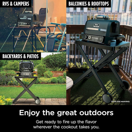 NINJA OG701 Woodfire Outdoor Grill, 7-in-1 Master Grill, BBQ Smoker - Factory serviced with Home Essentials warranty