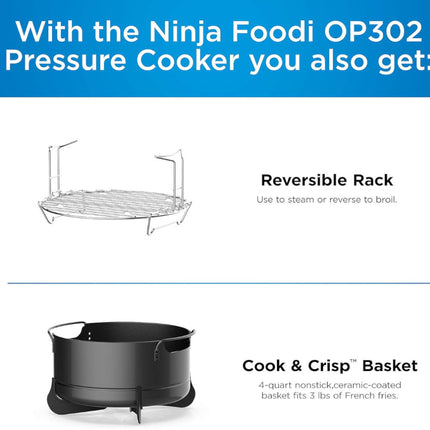 NINJA Ninja OP302 Foodi 9-in-1 Pressure Cooker & Air fryer - Factory serviced with Home Essentials warranty
