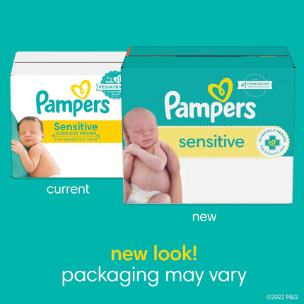 Pampers Baby Wipes Sensitive, Water Based Baby Wipes, Hypoallergenic and Unscented Baby Wipes, 504 Wipes Total (6 Flip-Top Packs)