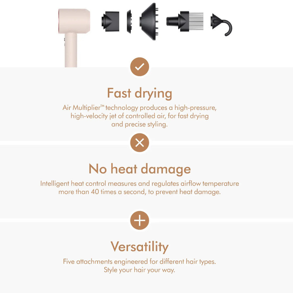 DYSON OFFICIAL OUTLET Supersonic Hair Dryer Ceramic Pink/Rose Gold - Refurbished with 1 year Dyson Warranty - (Excellent)