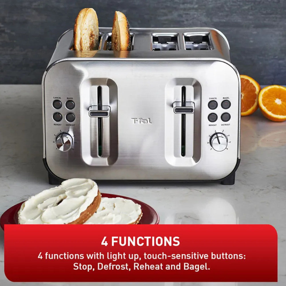 T-FAL TF684D50 Element Stainless Steel 4 Slice Toaster