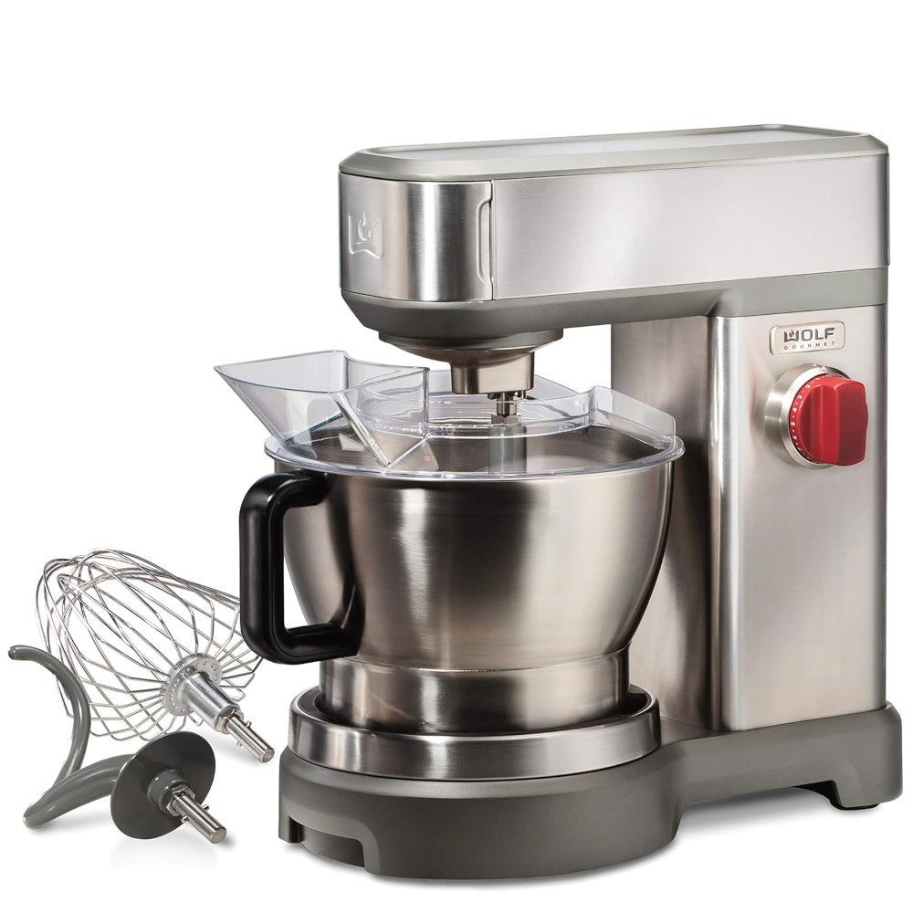 Wolf Gourmet High-Performance Stand Mixer WGSM100S 7-Quart Brushed Stainless Steel- Refurbished with Home Essentials Warranty