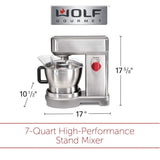 Wolf Gourmet High-Performance Stand Mixer WGSM100S 7-Quart Brushed Stainless Steel- Refurbished with Home Essentials Warranty
