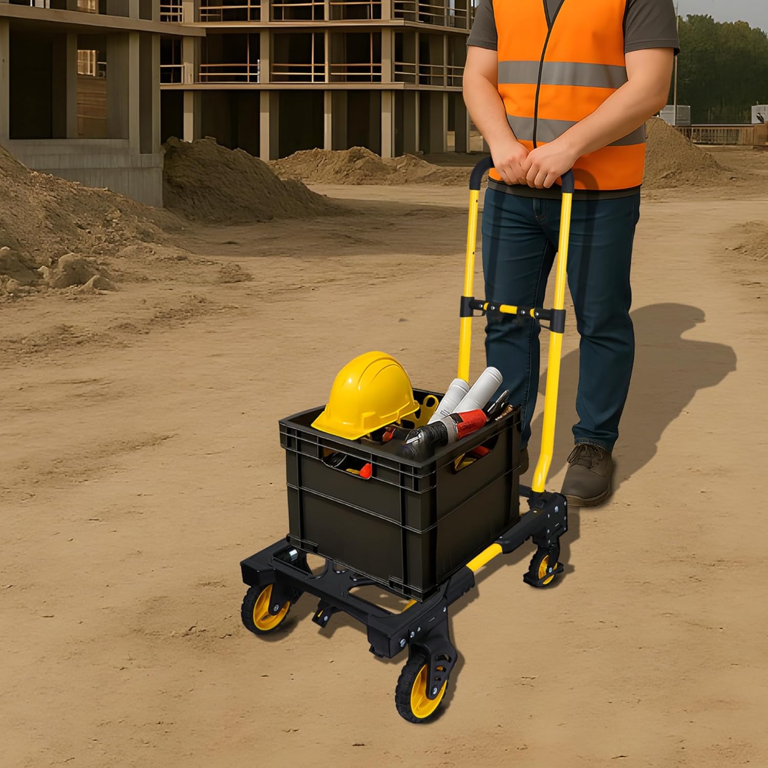 Stanley, 2-in-1 foldable truck SXWTD-FT585, Black/Yellow