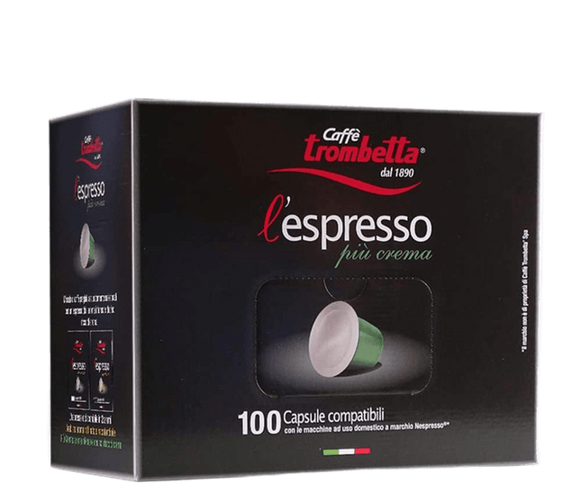 Caffè Trombetta Espresso Coffee Capsules, 100-pack , Black
