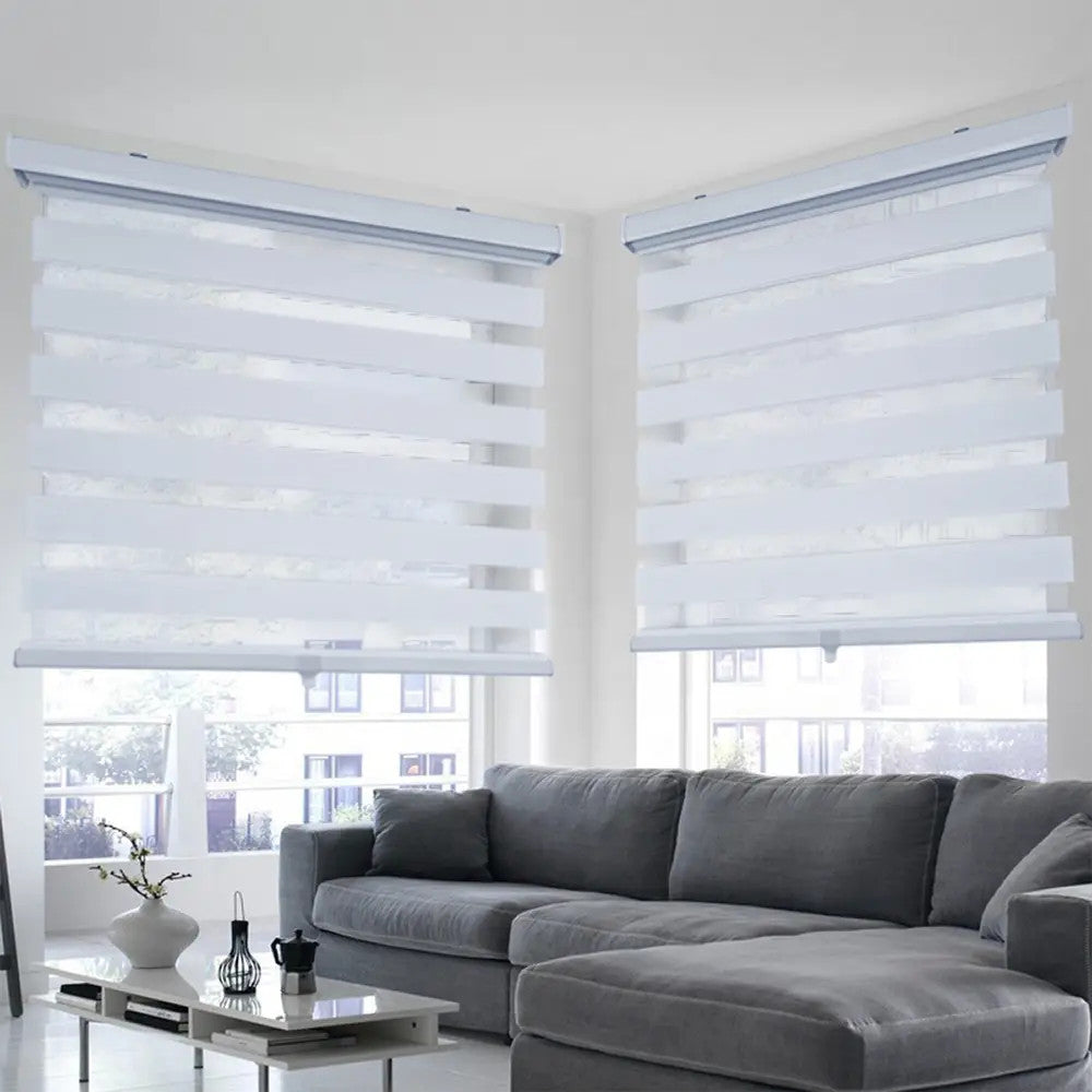 ITY CDNW-1 75 Olivia Stone Cordless Polyester Zebra Day-Night Blind 75"x84" in White