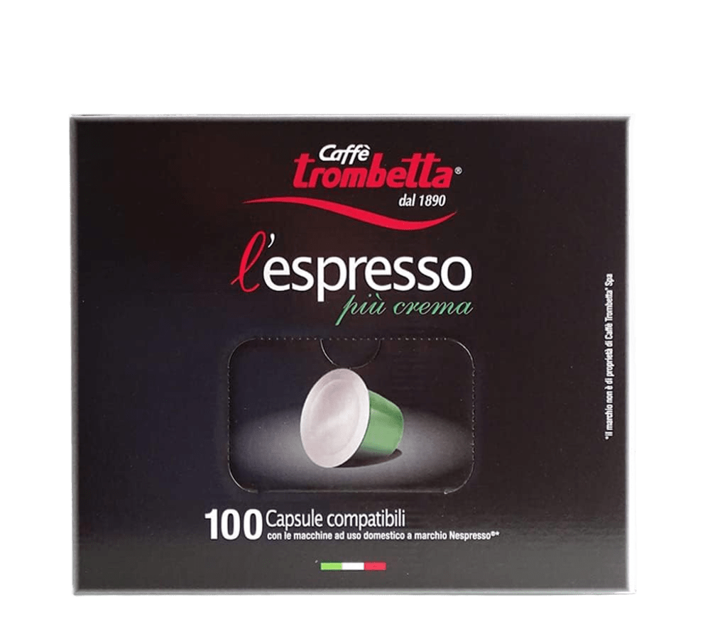 Caffè Trombetta Espresso Coffee Capsules, 100-pack , Black