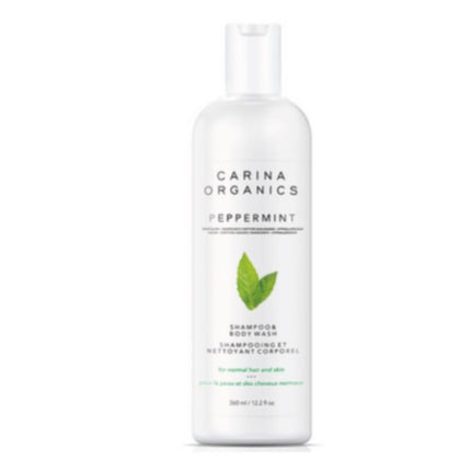 Carina Organics Peppermint Cooling Scalp Stimulating Shampoo & Body Wash, 360 ml, White