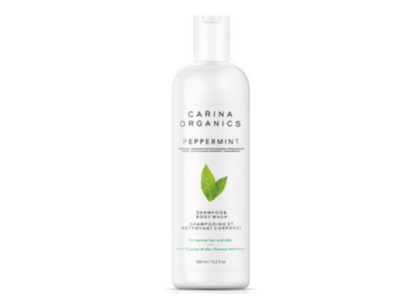Carina Organics Peppermint Cooling Scalp Stimulating Shampoo & Body Wash, 360 ml, White