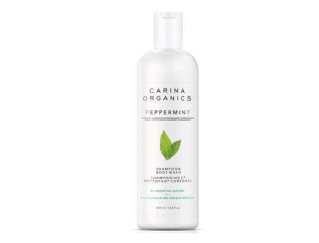 Carina Organics Peppermint Cooling Scalp Stimulating Shampoo & Body Wash, 360 ml, White