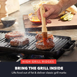 GreenPan x Bobby Flay,Cast Iron Pre-Seasoned 16.75 x 11.4” Reversible Double Burner Griddle, Rectangular Grill, Black