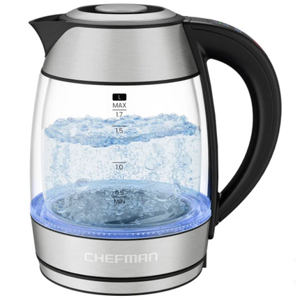Chefman, Dual-Glass 1.7 L Cool-Touch Digital Kettle with Adjustable Temperature and Removable Tea Infuser, Silver