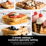 Ninja BW1001 NeverStick PRO Belgian Waffle Maker, Vertical Design, 5 Shade Settings, Black & Silver