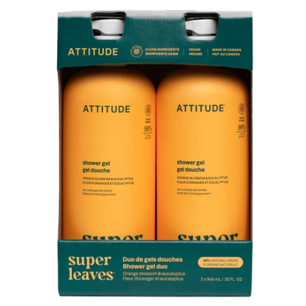 ATTITUDE ,Super Leaves Shower Gel Duo, 2 x 946 mL, Yellow