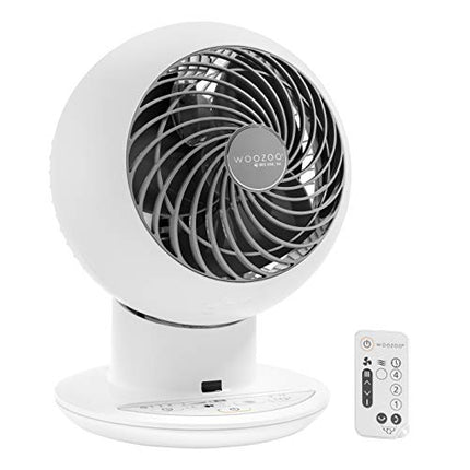IRIS USA WOOZOO Desk Fan with Remote, Oscillating Table Air Circulator, 5 Speeds, 82ft Max Air Distance, Adjustable Tilt, Low Noise Motor, Small Fan for Bedroom, Office, Dorm, White