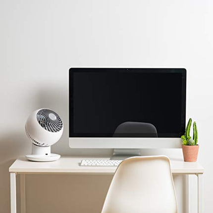 IRIS USA WOOZOO Desk Fan with Remote, Oscillating Table Air Circulator, 5 Speeds, 82ft Max Air Distance, Adjustable Tilt, Low Noise Motor, Small Fan for Bedroom, Office, Dorm, White