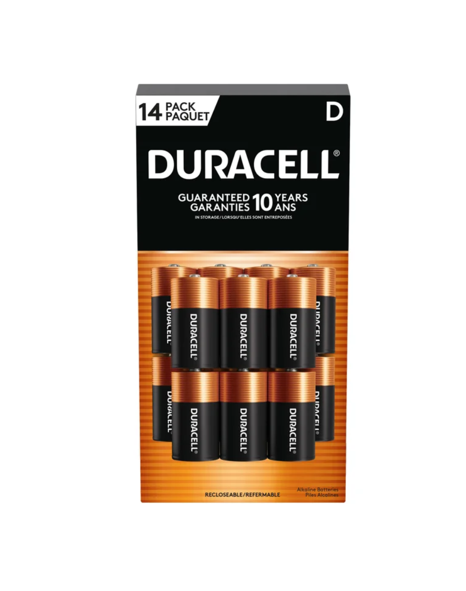 Duracell CopperTop D Batteries, 14-count