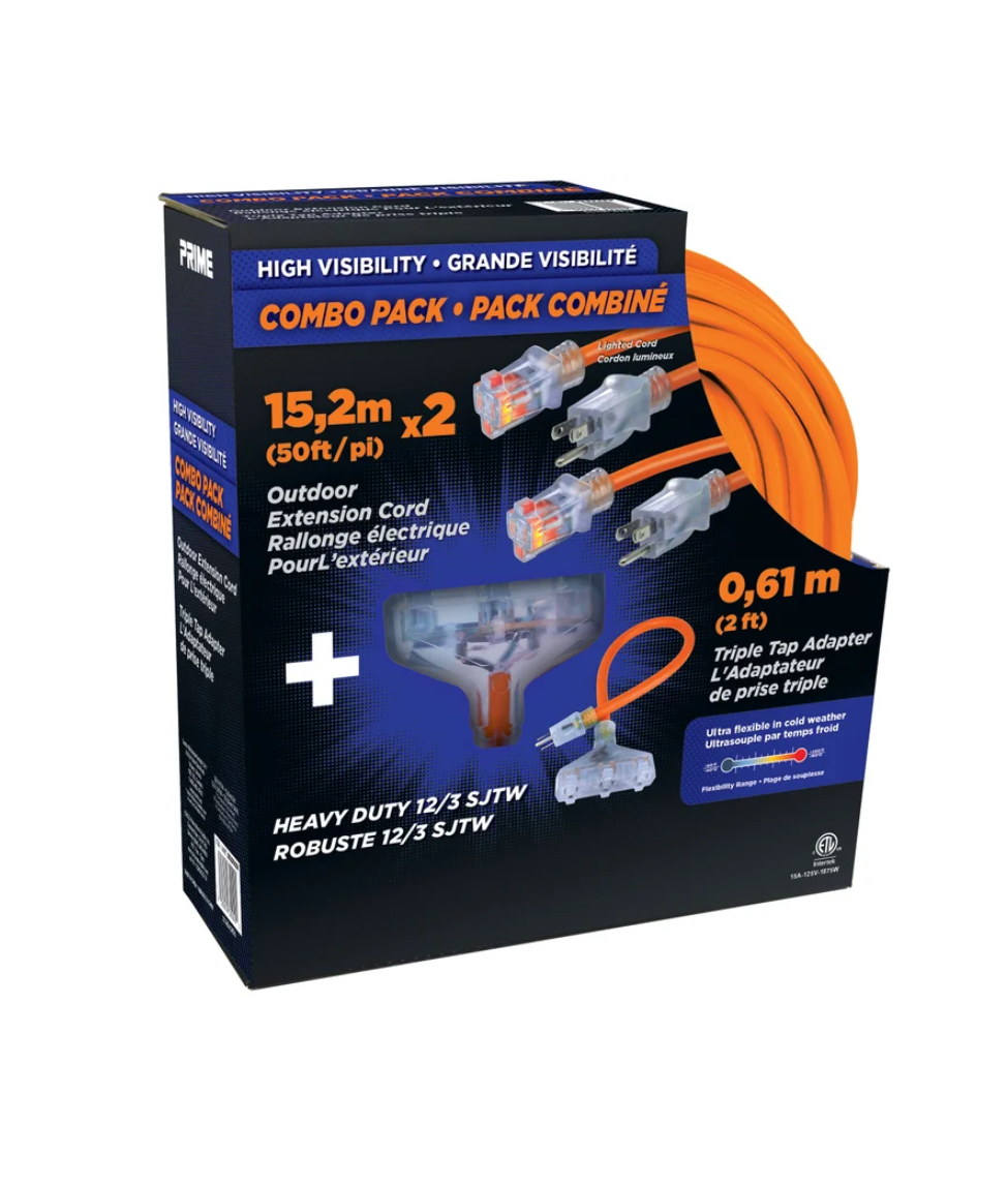 PRIME 50 ft Outdoor Extension Cord, 2-pack
