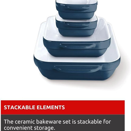 LAGOSTINA L913411404B Blue Ceramic 4 Piece Bakeware Set